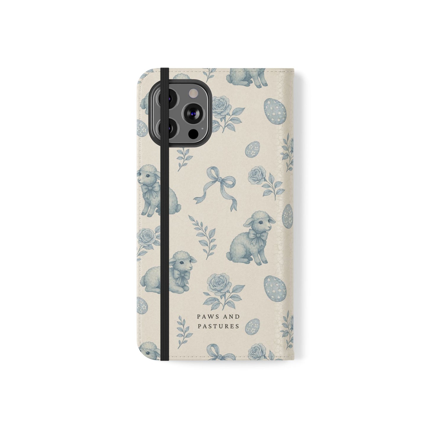 Flip Case — Pastel Blue Easter Lamb Pattern Phone Wallet