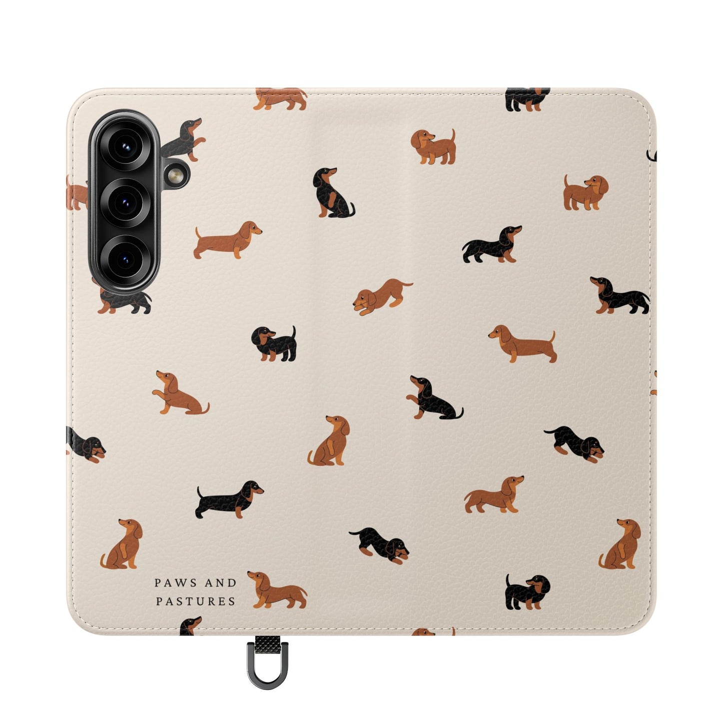 Dachshund Pattern Flip Phone Case — Wallet Folio with Card Slots