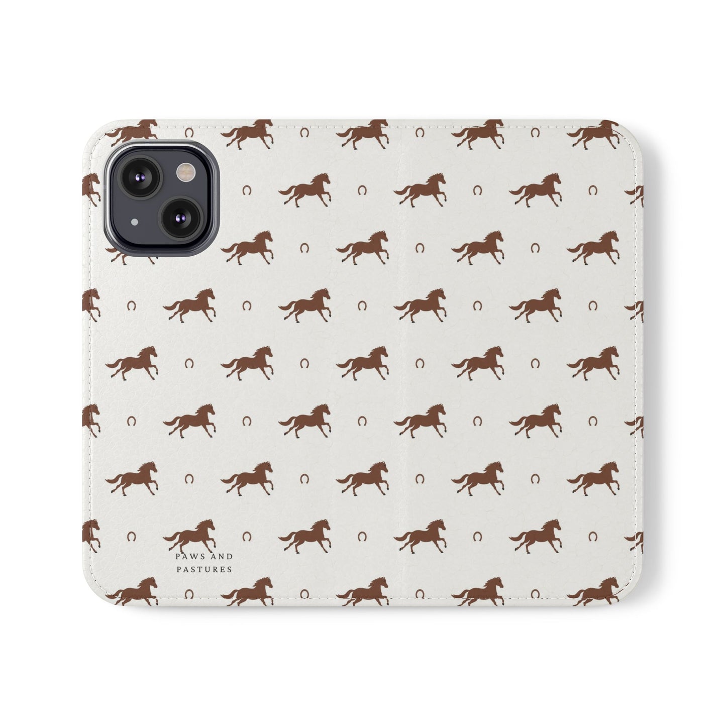 Horse Pattern Flip Case — Leather Wallet Phone Cover with Galloping Horses