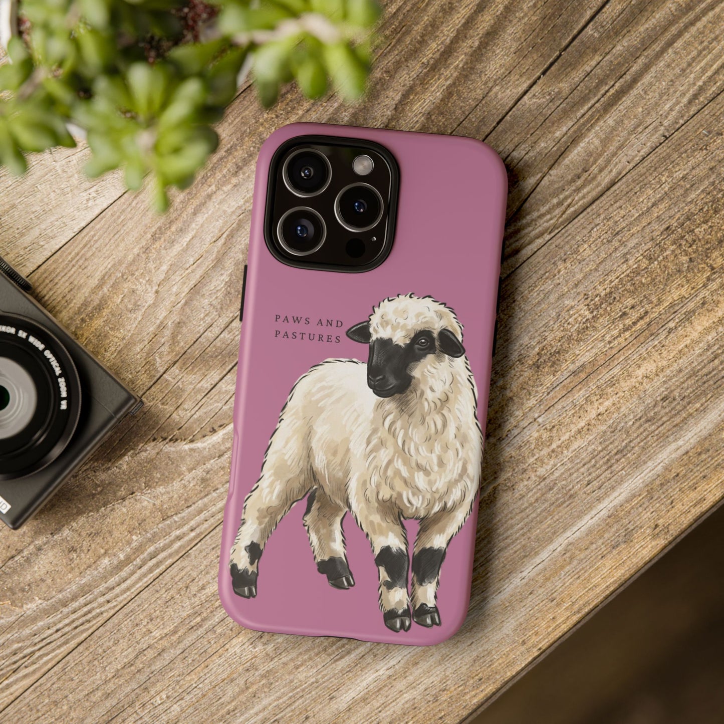 Pink Valais Blacknose Sheep Phone Case – 'Paws and Pastures' Cute Lamb Protective iPhone Cover