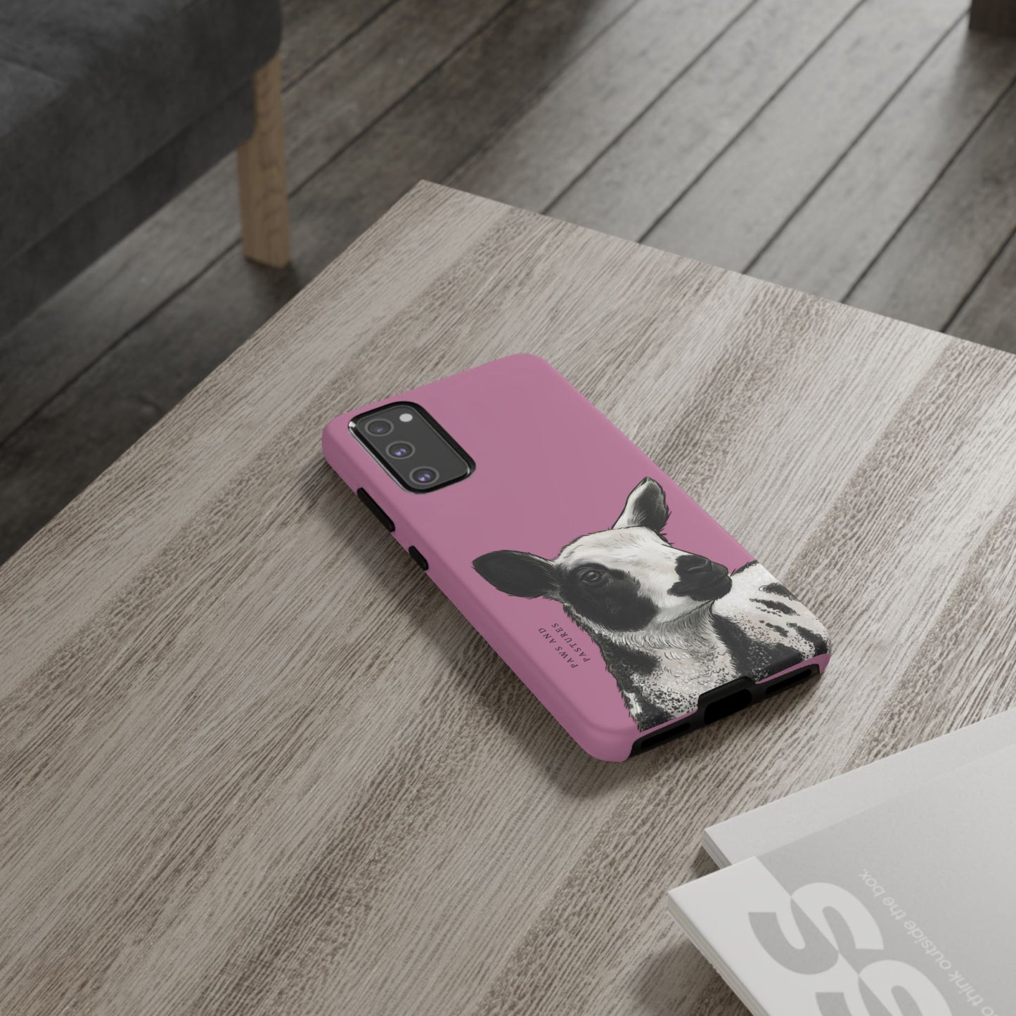 Pink Dutch Spotted Sheep Portrait Phone Case - Black & White Lamb Illustration Protective Cover