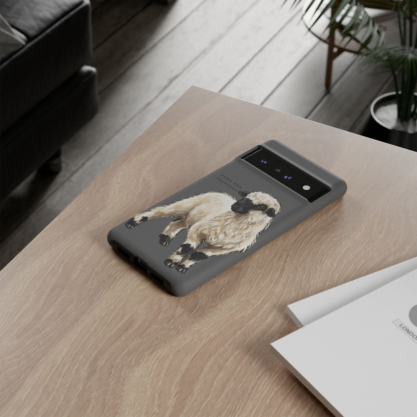 Grey Valais Blacknose Sheep Phone Case – 'Paws and Pastures' Cute Lamb Protective iPhone Cover