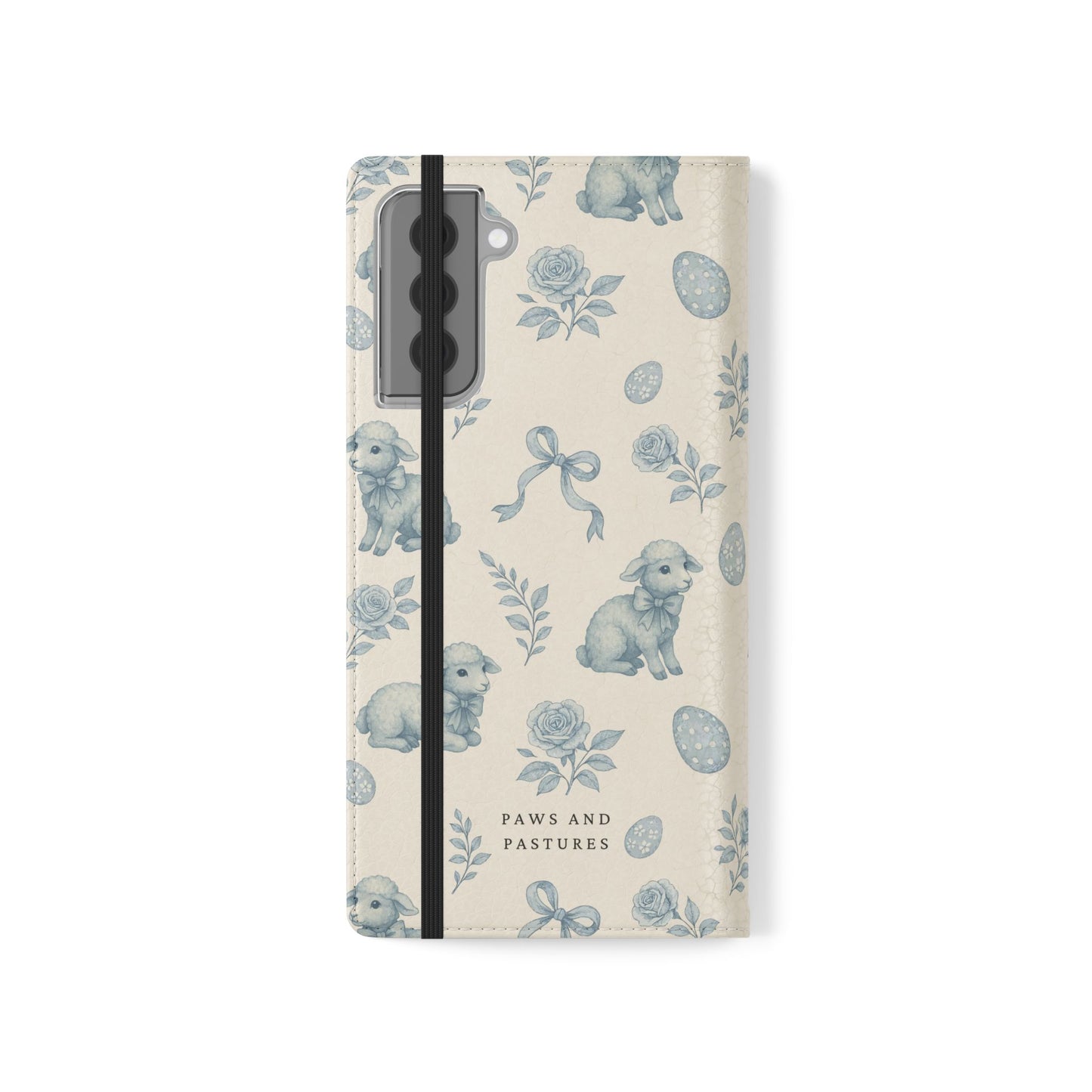 Flip Case — Pastel Blue Easter Lamb Pattern Phone Wallet