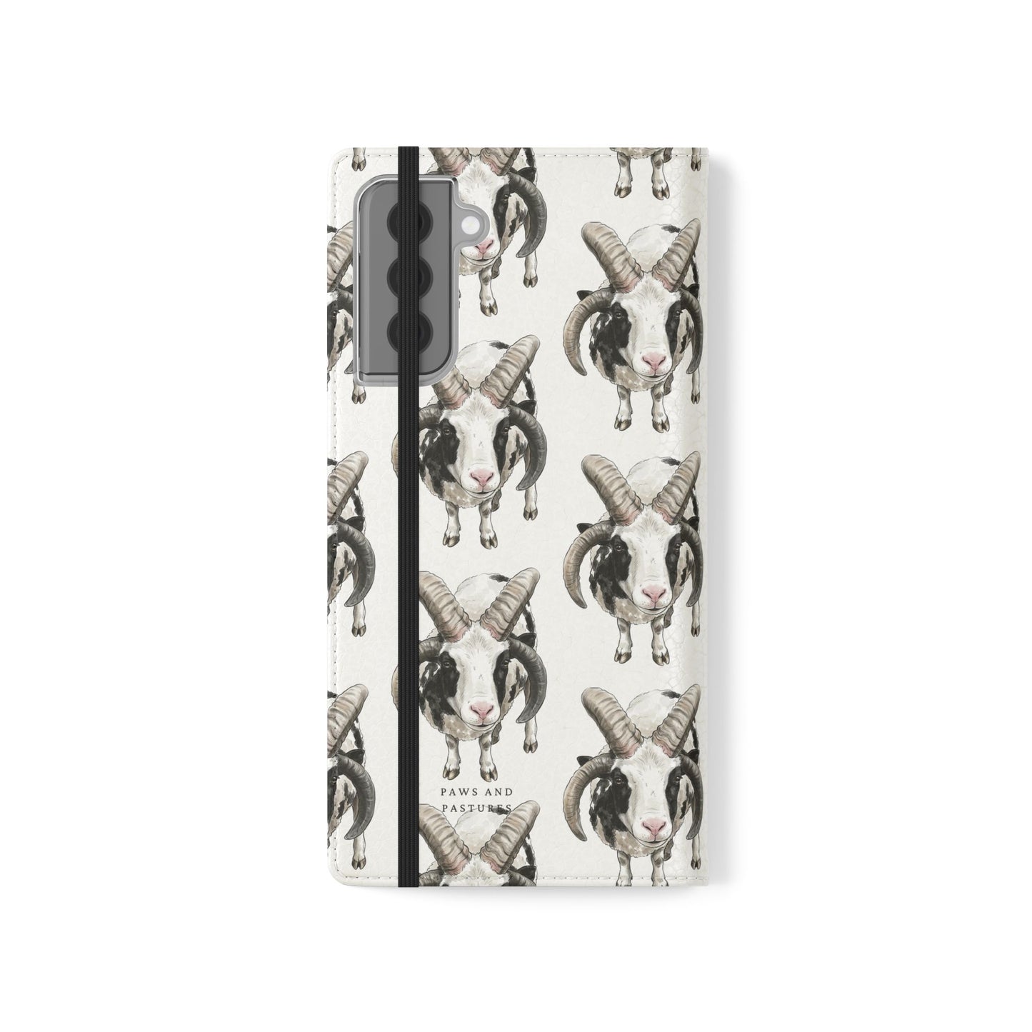 Jacob Sheep Pattern Flip Phone Case — Cute Farm Animal Wallet Cover