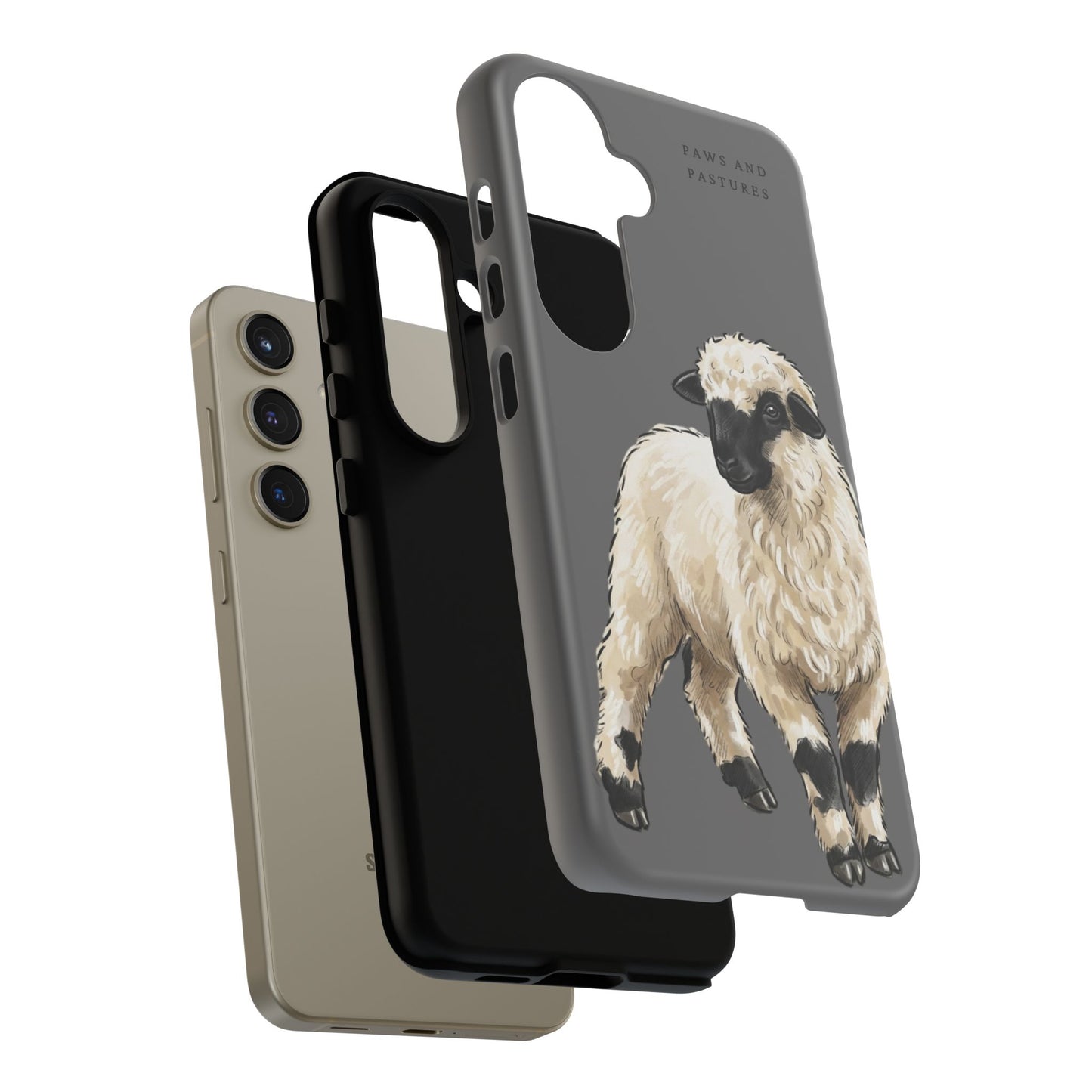 Grey Valais Blacknose Sheep Phone Case – 'Paws and Pastures' Cute Lamb Protective iPhone Cover