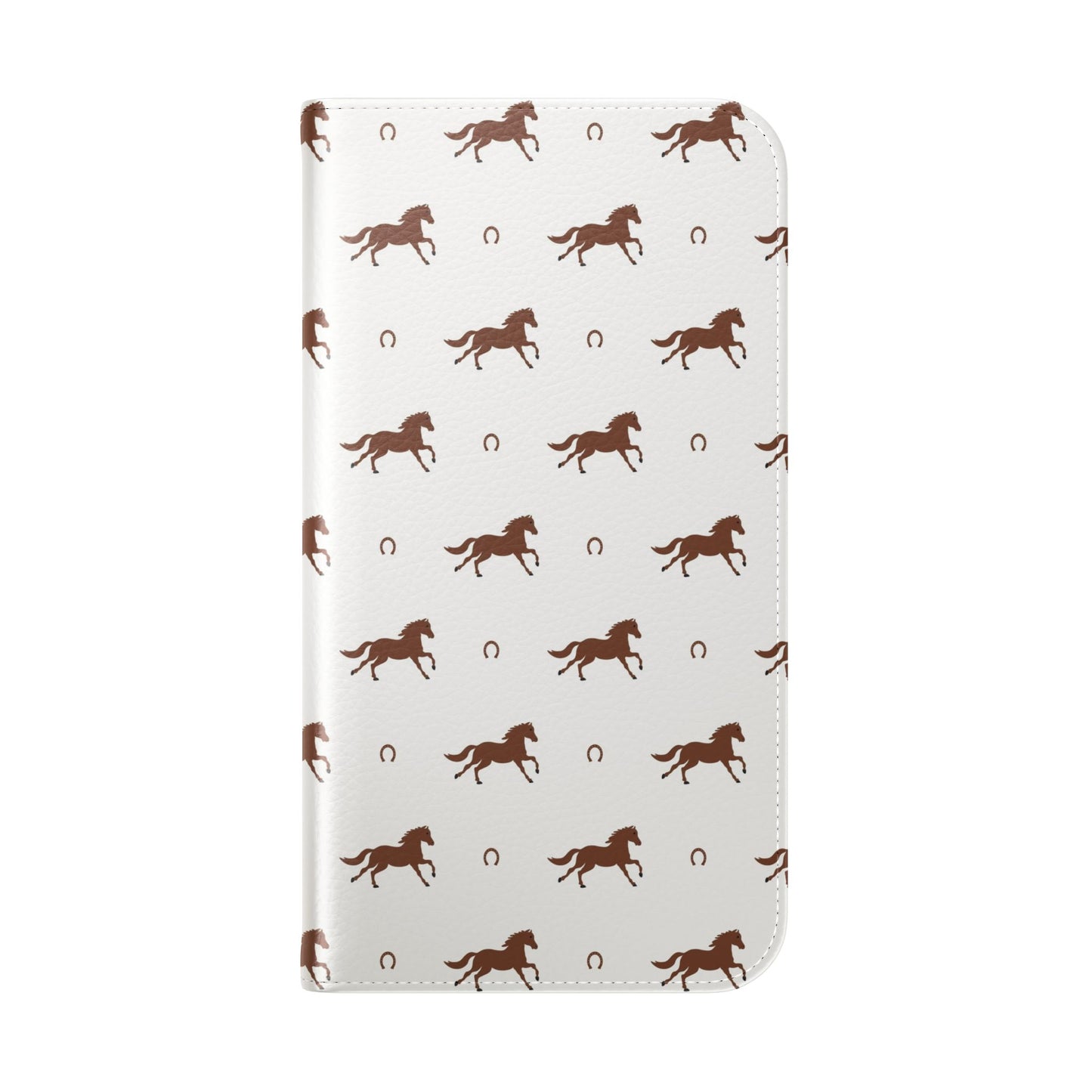 Horse Pattern Flip Case — Leather Wallet Phone Cover with Galloping Horses