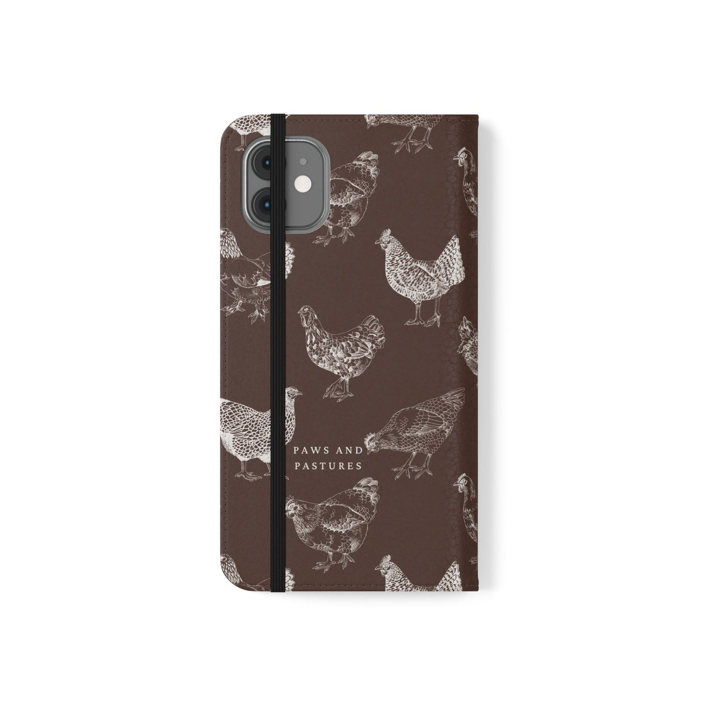 Chicken Pattern Flip Phone Case – Rustic Farmhouse Wallet Cover
