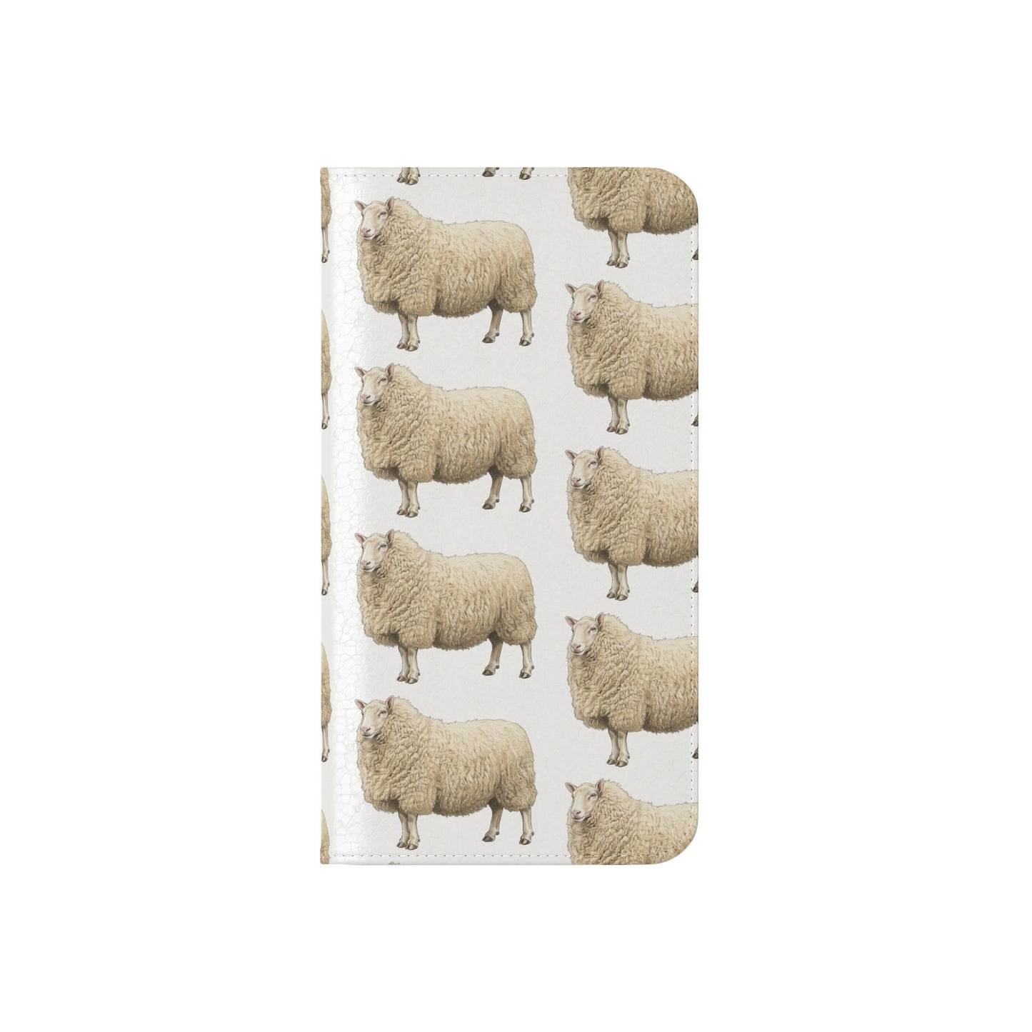 Cheviot Sheep Pattern Flip Phone Case – Cute Pastoral Wallet Cover with Card Slots