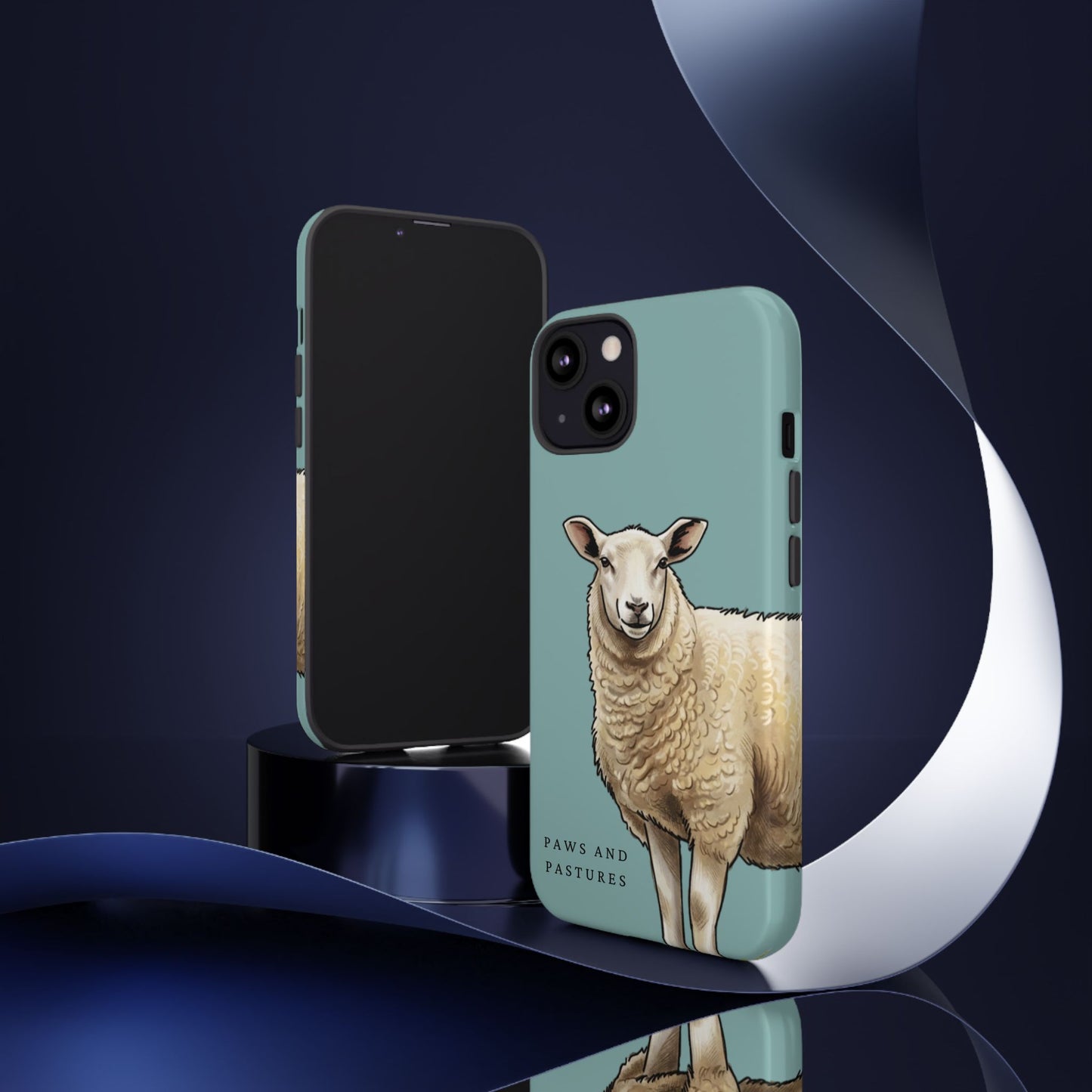 Teal Sheep Illustration Tough Phone Case