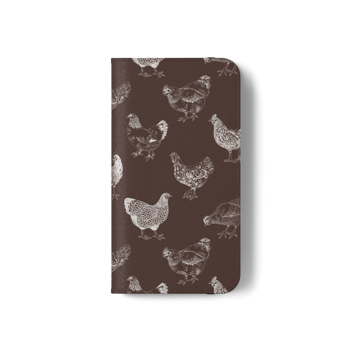 Chicken Pattern Flip Phone Case – Rustic Farmhouse Wallet Cover