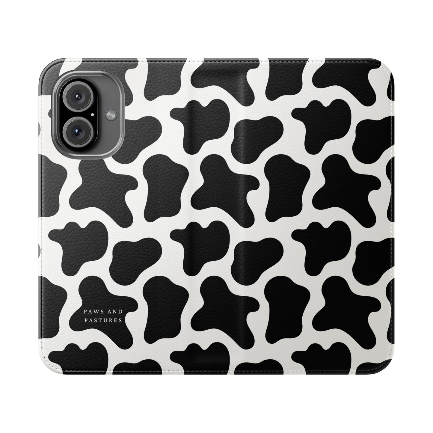 Cow Print Flip Phone Case — Black & White Wallet Flip Case