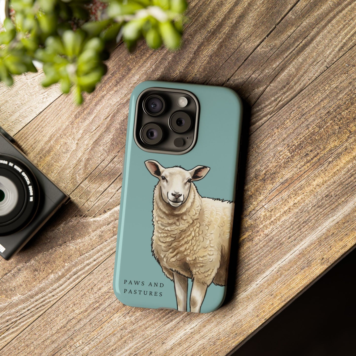 Teal Sheep Illustration Tough Phone Case