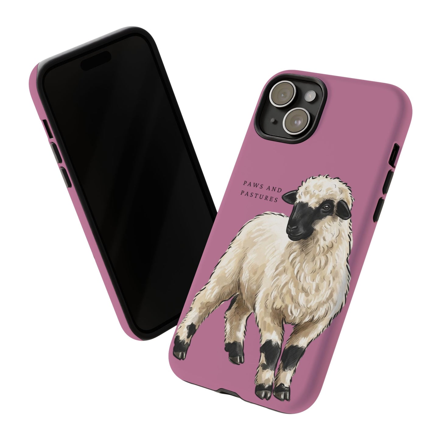 Pink Valais Blacknose Sheep Phone Case – 'Paws and Pastures' Cute Lamb Protective iPhone Cover
