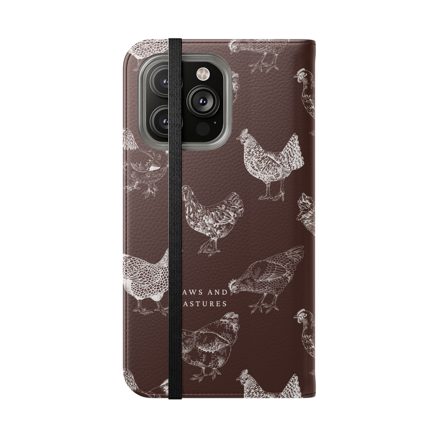 Chicken Pattern Flip Phone Case – Rustic Farmhouse Wallet Cover