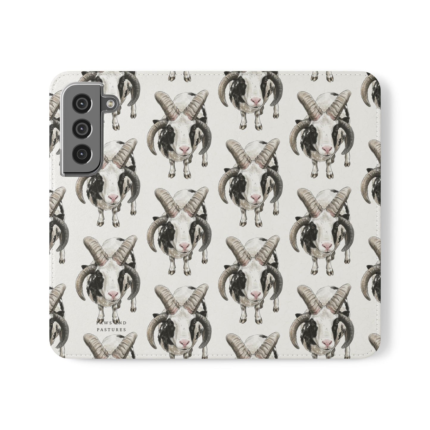 Jacob Sheep Pattern Flip Phone Case — Cute Farm Animal Wallet Cover