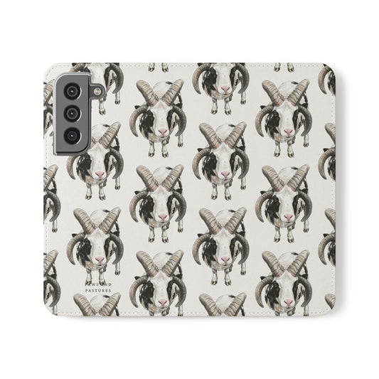 Jacob Sheep Pattern Flip Phone Case — Cute Farm Animal Wallet Cover