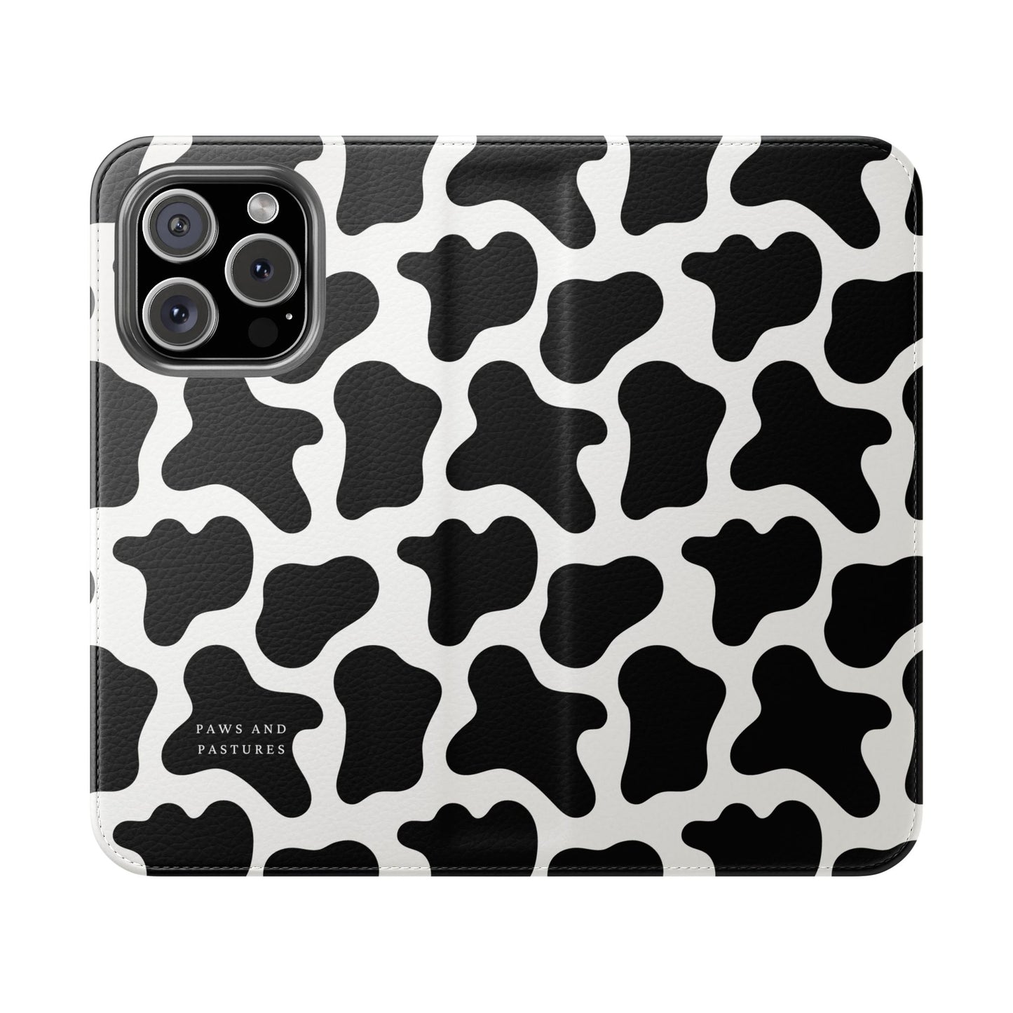 Cow Print Flip Phone Case — Black & White Wallet Flip Case