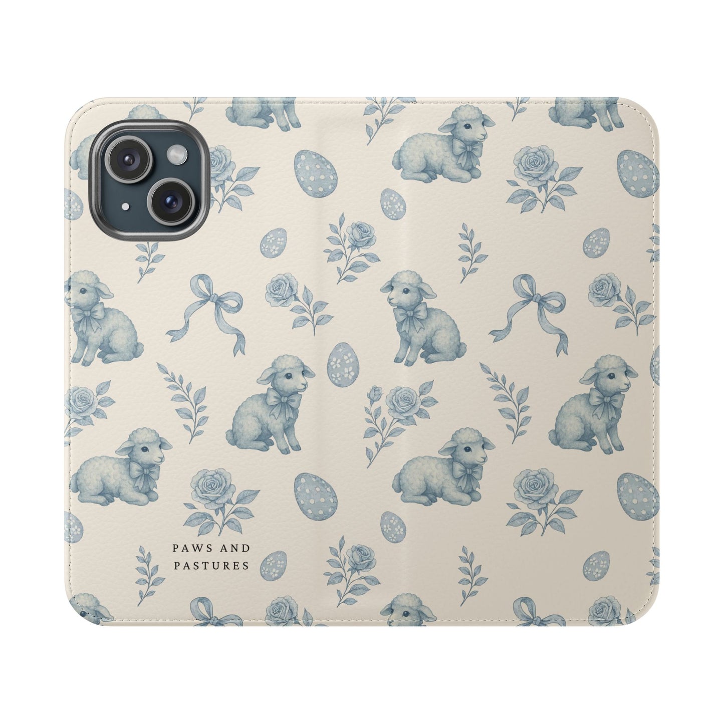 Flip Case — Pastel Blue Easter Lamb Pattern Phone Wallet