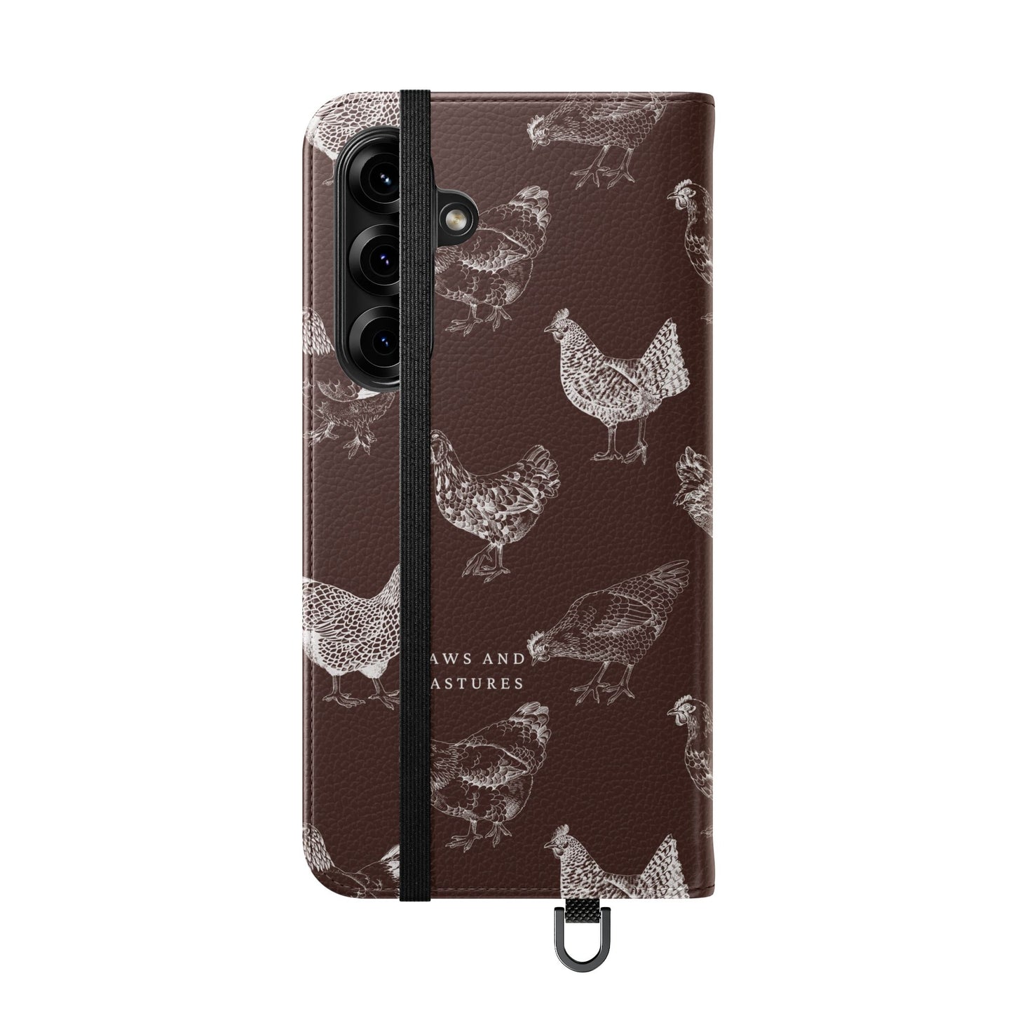 Chicken Pattern Flip Phone Case – Rustic Farmhouse Wallet Cover
