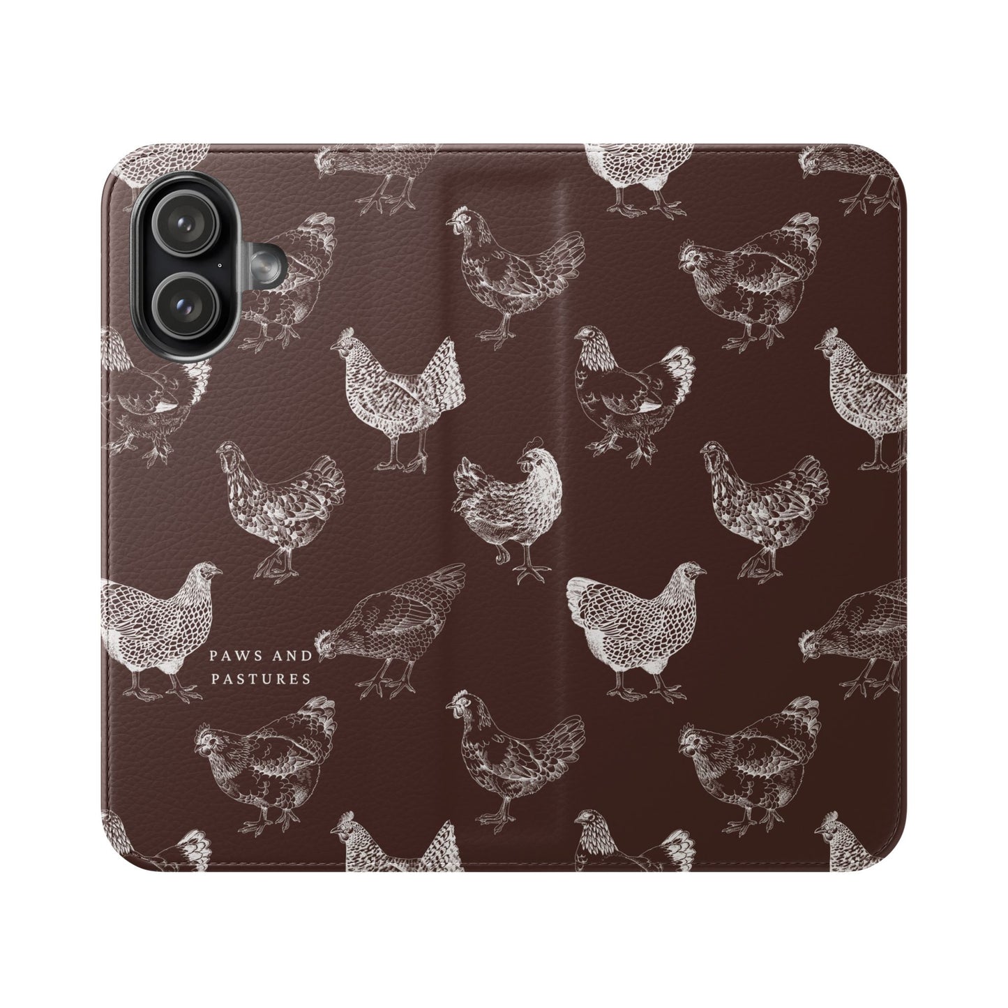 Chicken Pattern Flip Phone Case – Rustic Farmhouse Wallet Cover
