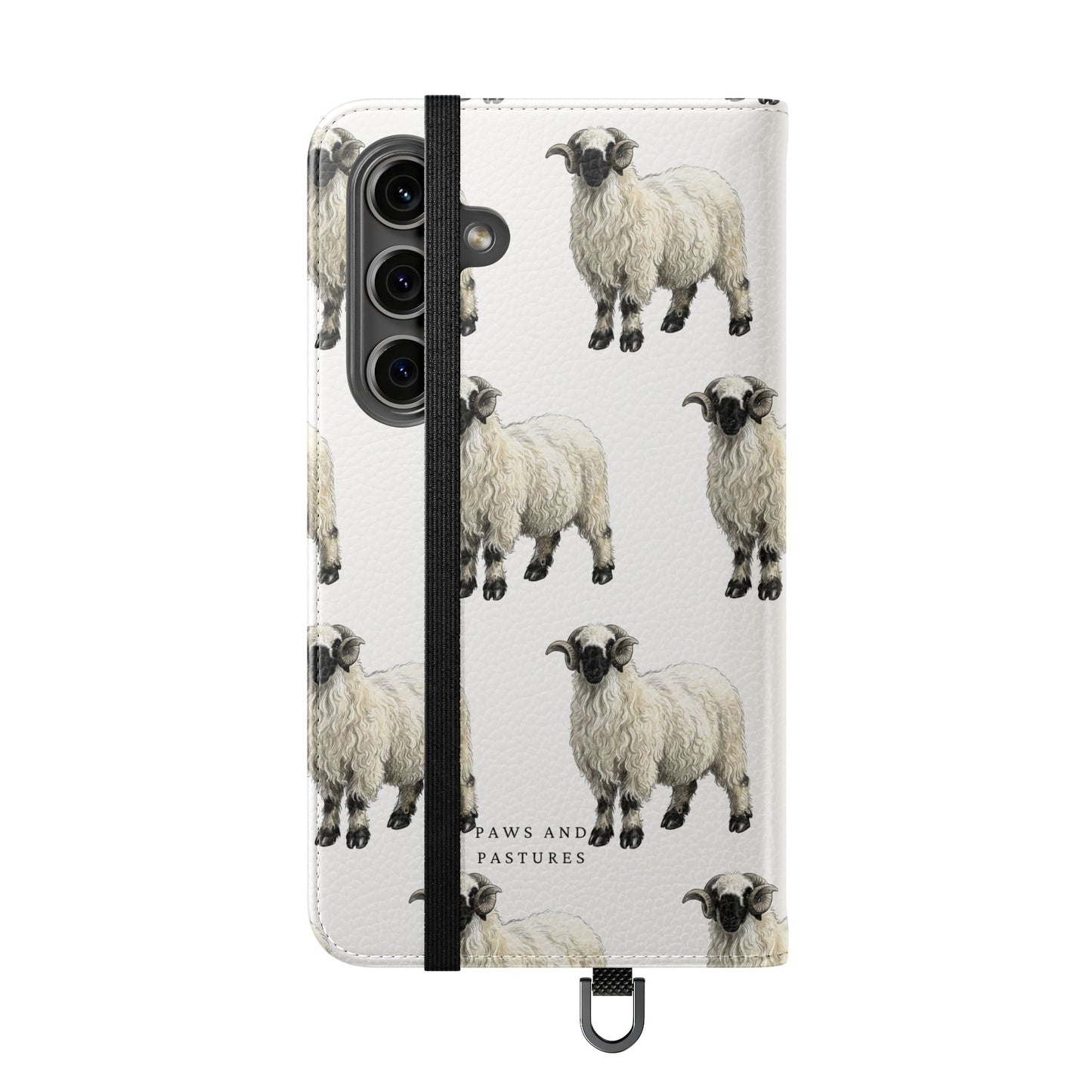 Valais Blacknose Sheep Pattern Flip Phone Case – Cute Farm Animal Wallet Cover