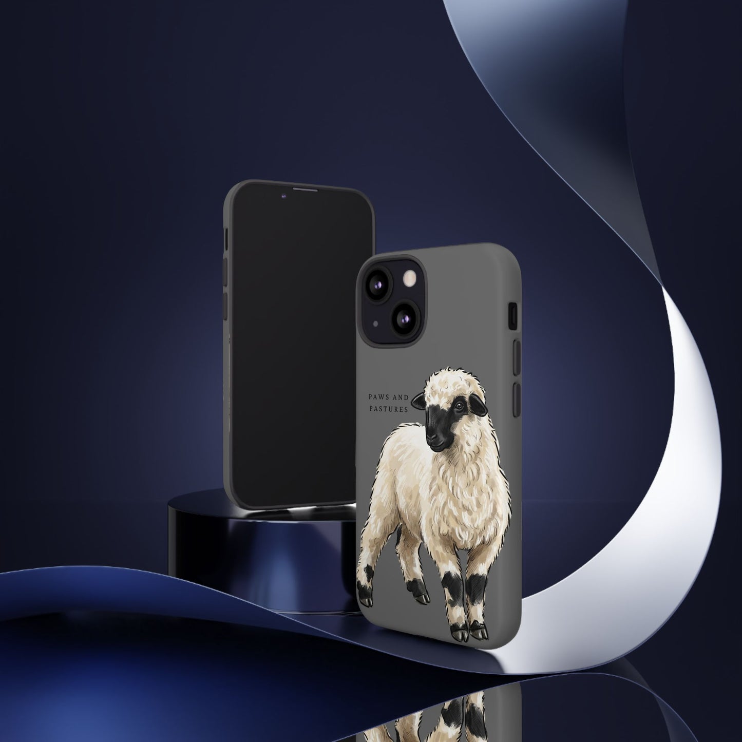 Grey Valais Blacknose Sheep Phone Case – 'Paws and Pastures' Cute Lamb Protective iPhone Cover
