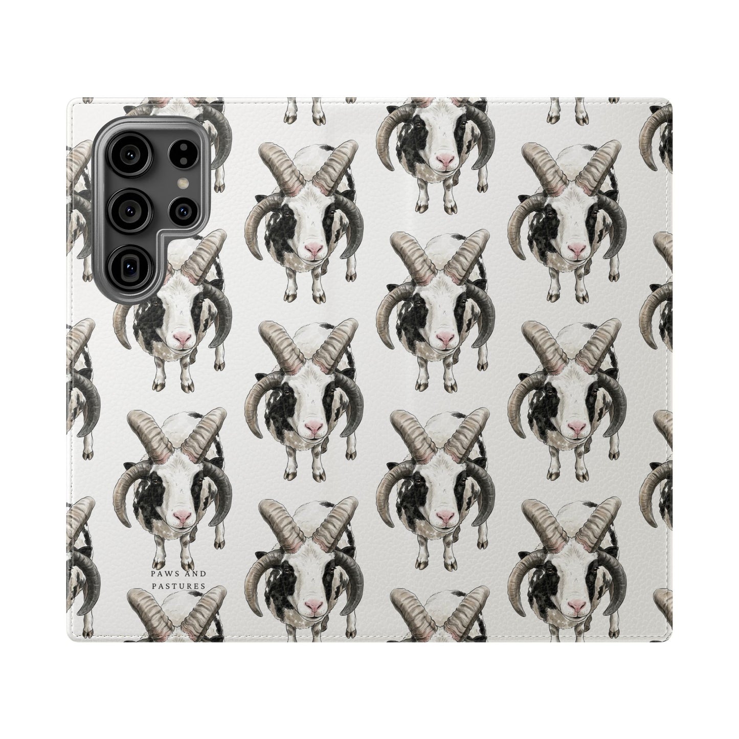 Jacob Sheep Pattern Flip Phone Case — Cute Farm Animal Wallet Cover