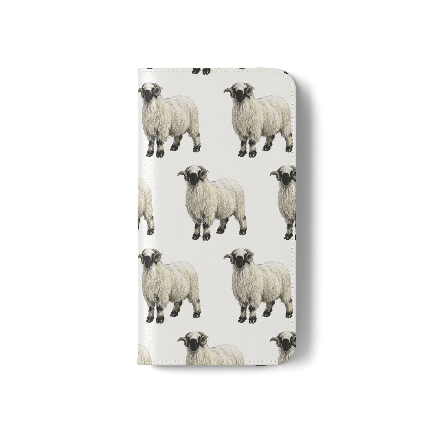 Valais Blacknose Sheep Pattern Flip Phone Case – Cute Farm Animal Wallet Cover