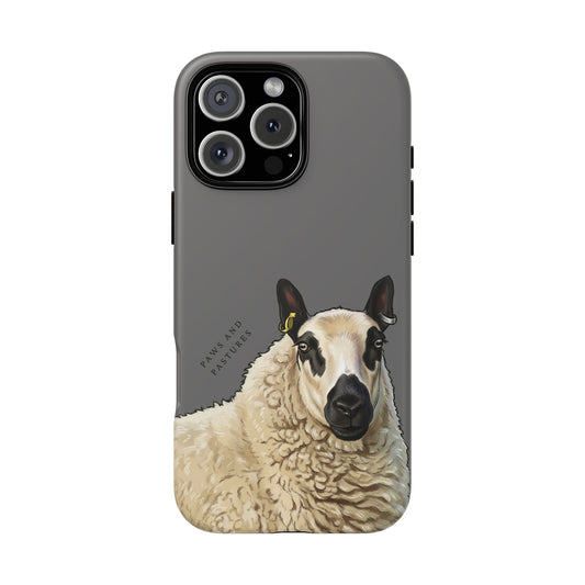 Grey Kerry Hill Sheep Portrait Phone Case — Cute Farm Animal Phone Cover