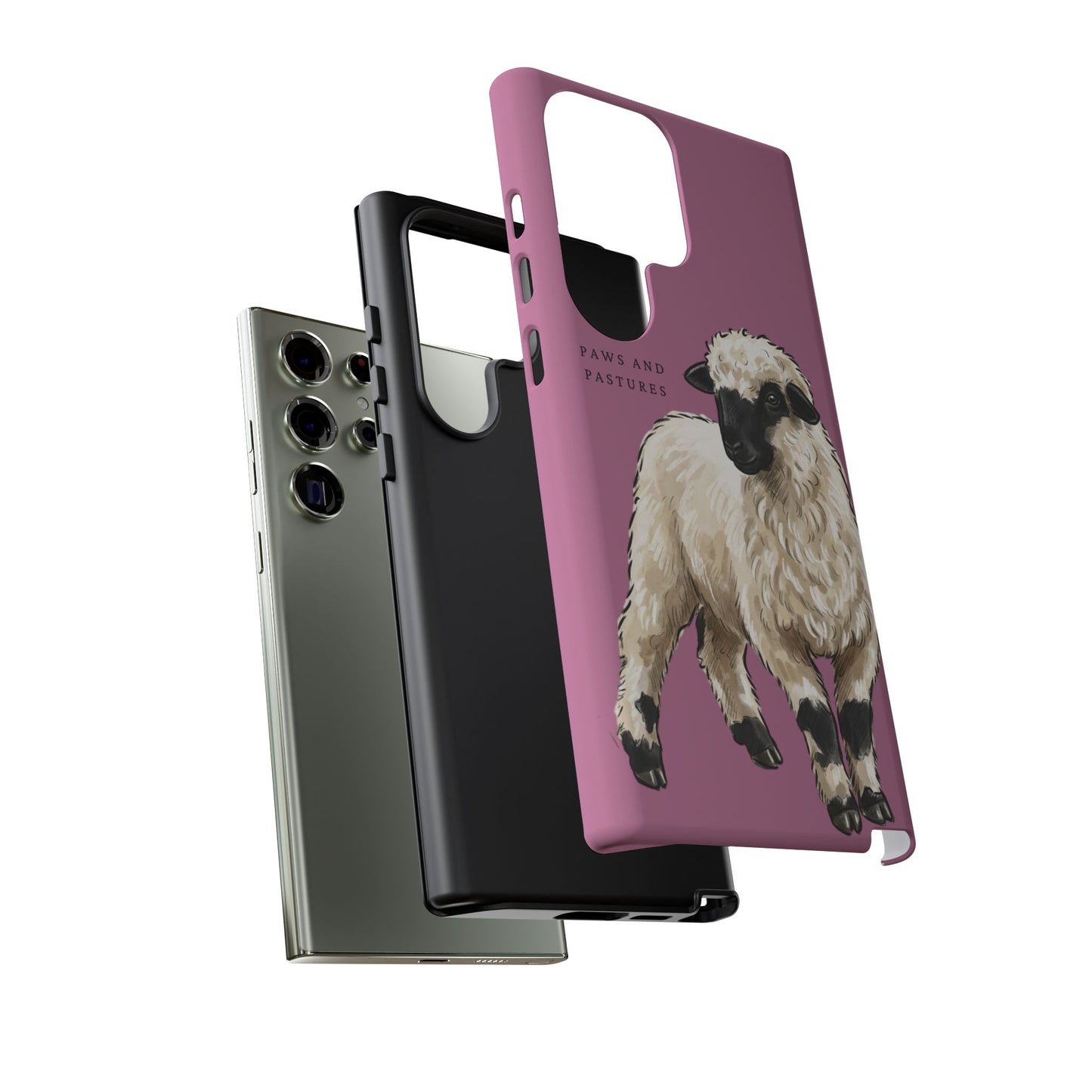 Pink Valais Blacknose Sheep Phone Case – 'Paws and Pastures' Cute Lamb Protective iPhone Cover