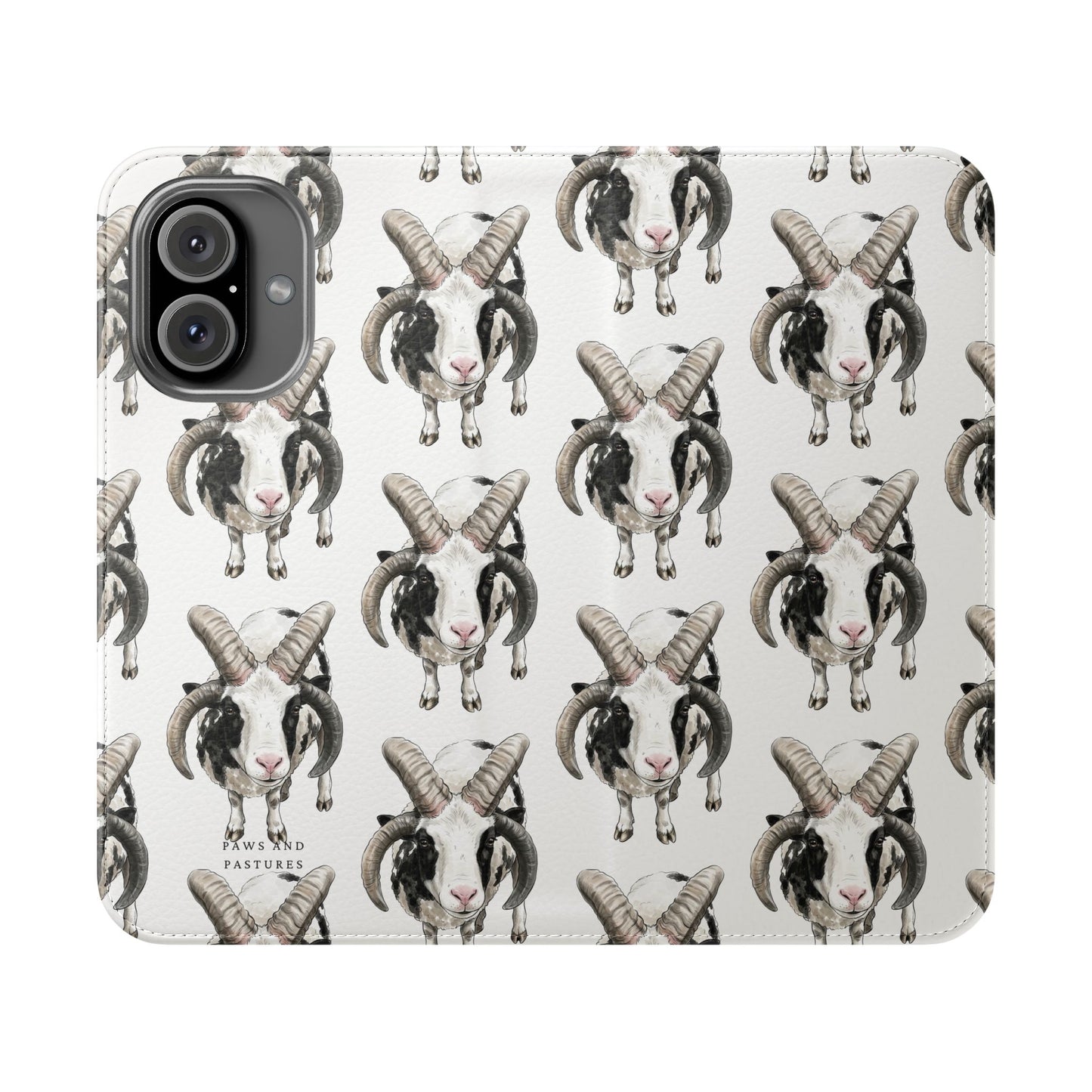 Jacob Sheep Pattern Flip Phone Case — Cute Farm Animal Wallet Cover