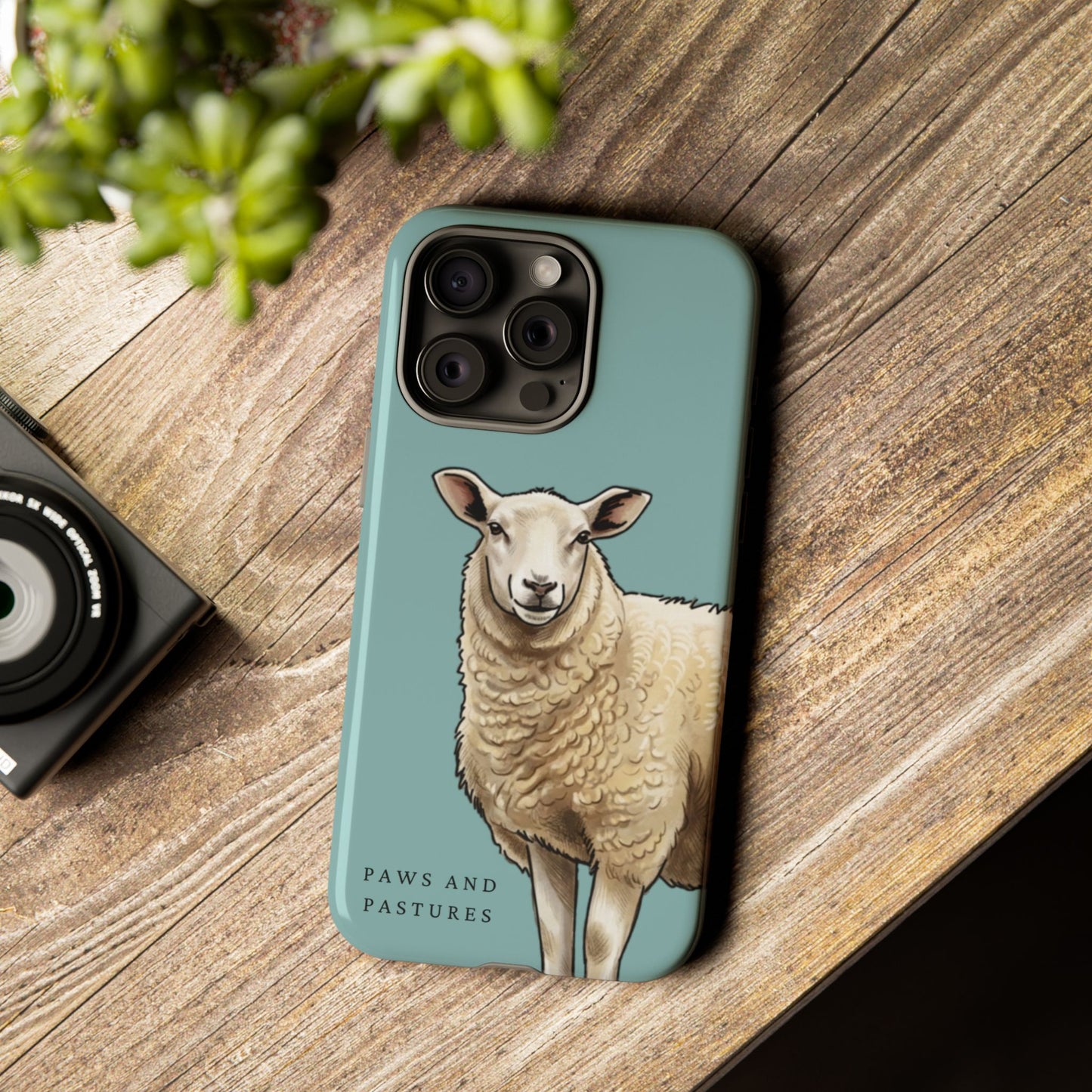 Teal Sheep Illustration Tough Phone Case