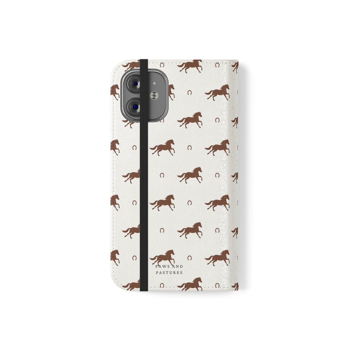 Horse Pattern Flip Case — Leather Wallet Phone Cover with Galloping Horses