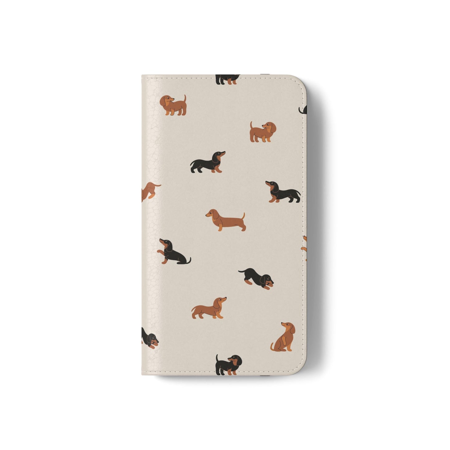 Dachshund Pattern Flip Phone Case — Wallet Folio with Card Slots