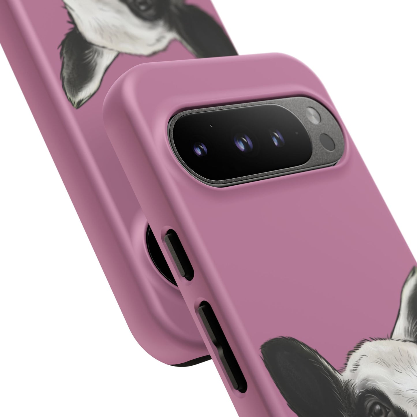 Pink Dutch Spotted Sheep Portrait Phone Case - Black & White Lamb Illustration Protective Cover