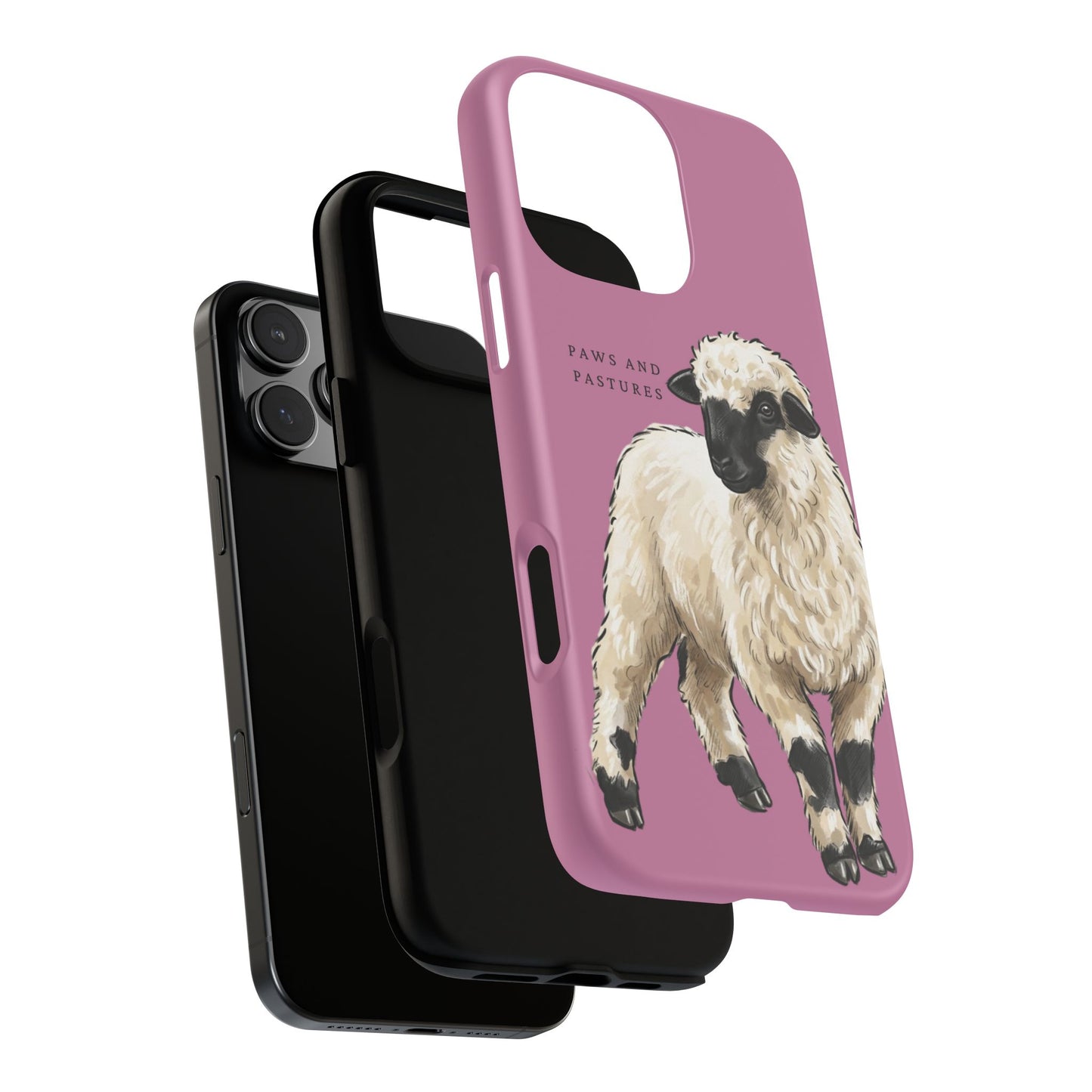 Pink Valais Blacknose Sheep Phone Case – 'Paws and Pastures' Cute Lamb Protective iPhone Cover