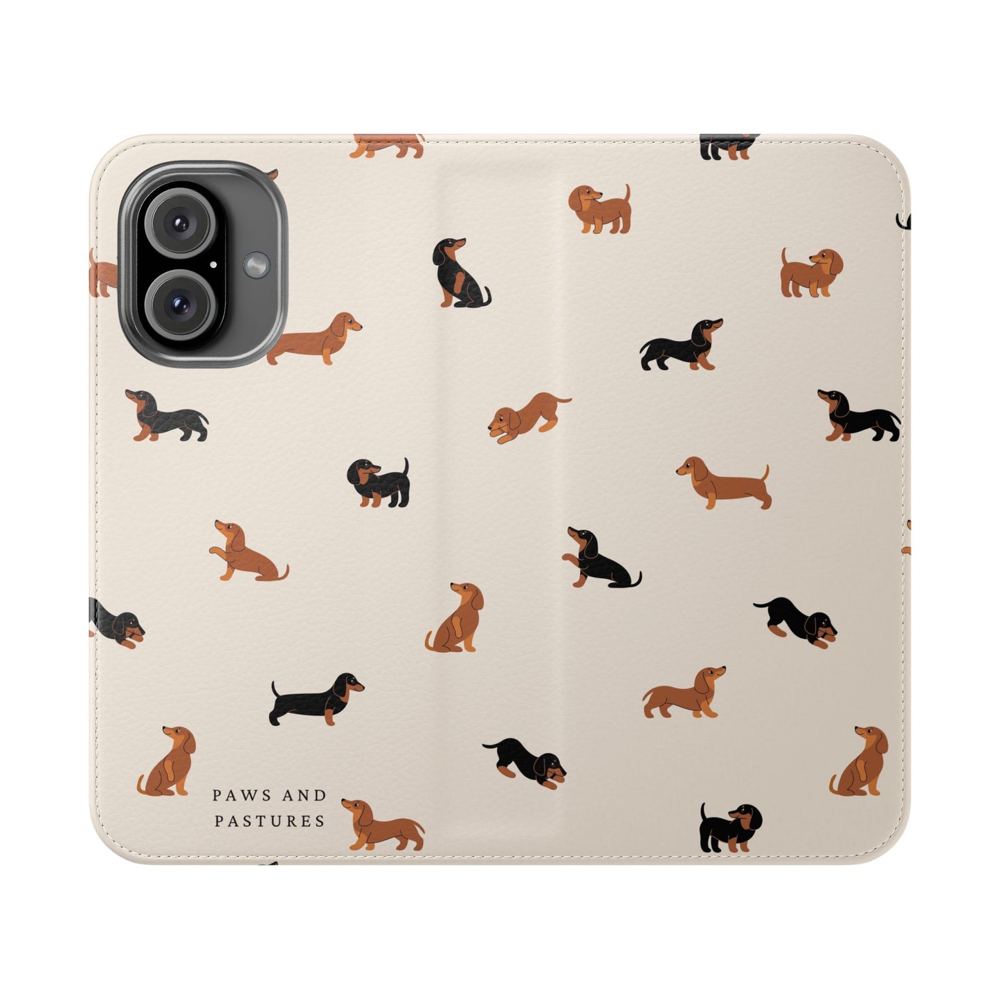 Dachshund Pattern Flip Phone Case — Wallet Folio with Card Slots