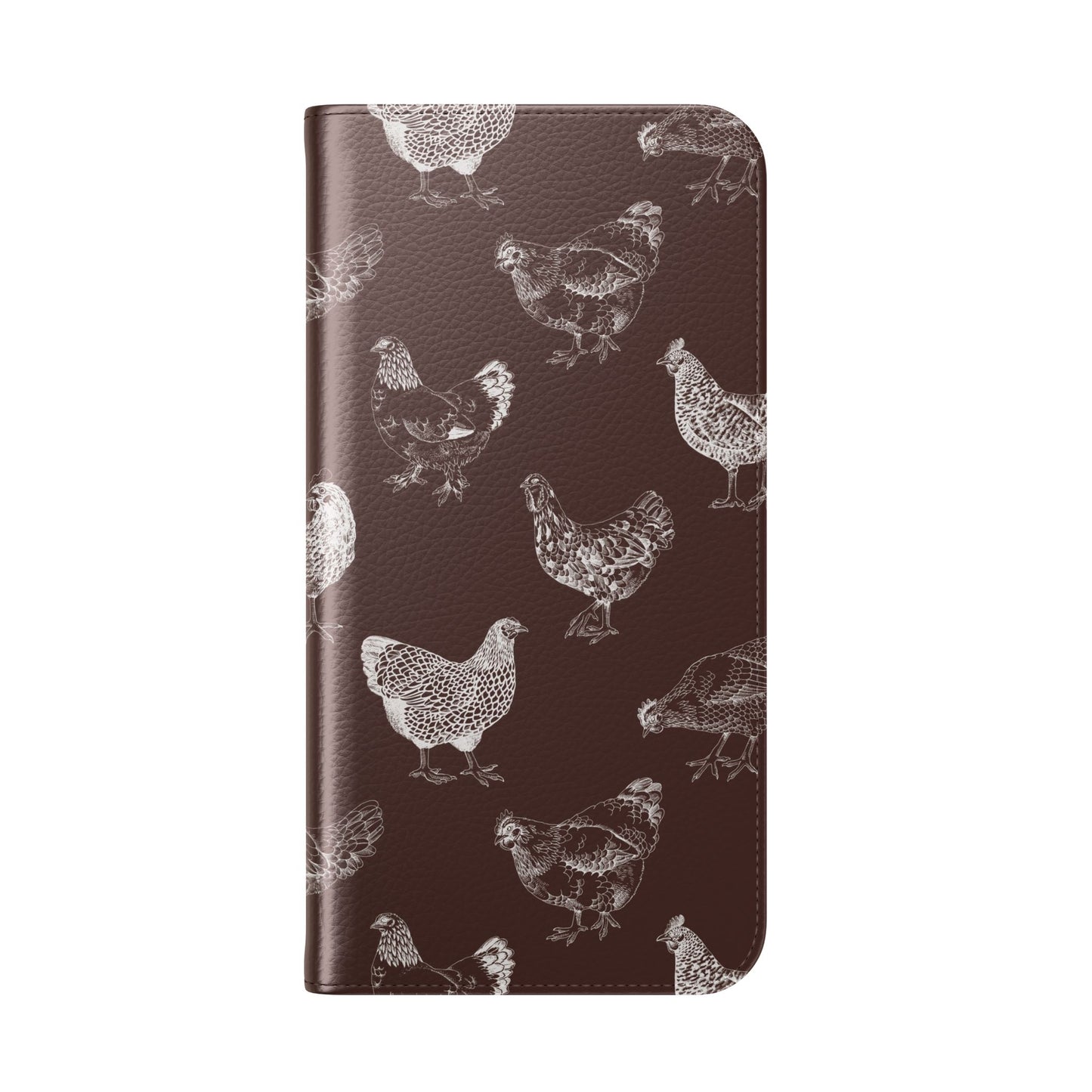Chicken Pattern Flip Phone Case – Rustic Farmhouse Wallet Cover