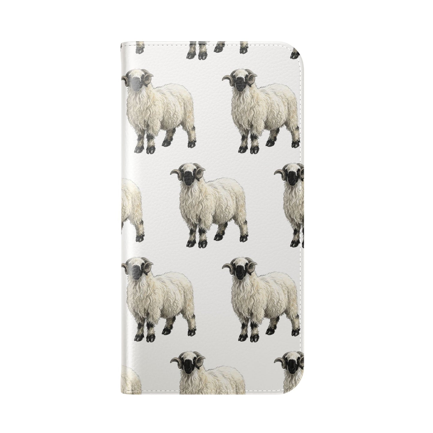 Valais Blacknose Sheep Pattern Flip Phone Case – Cute Farm Animal Wallet Cover
