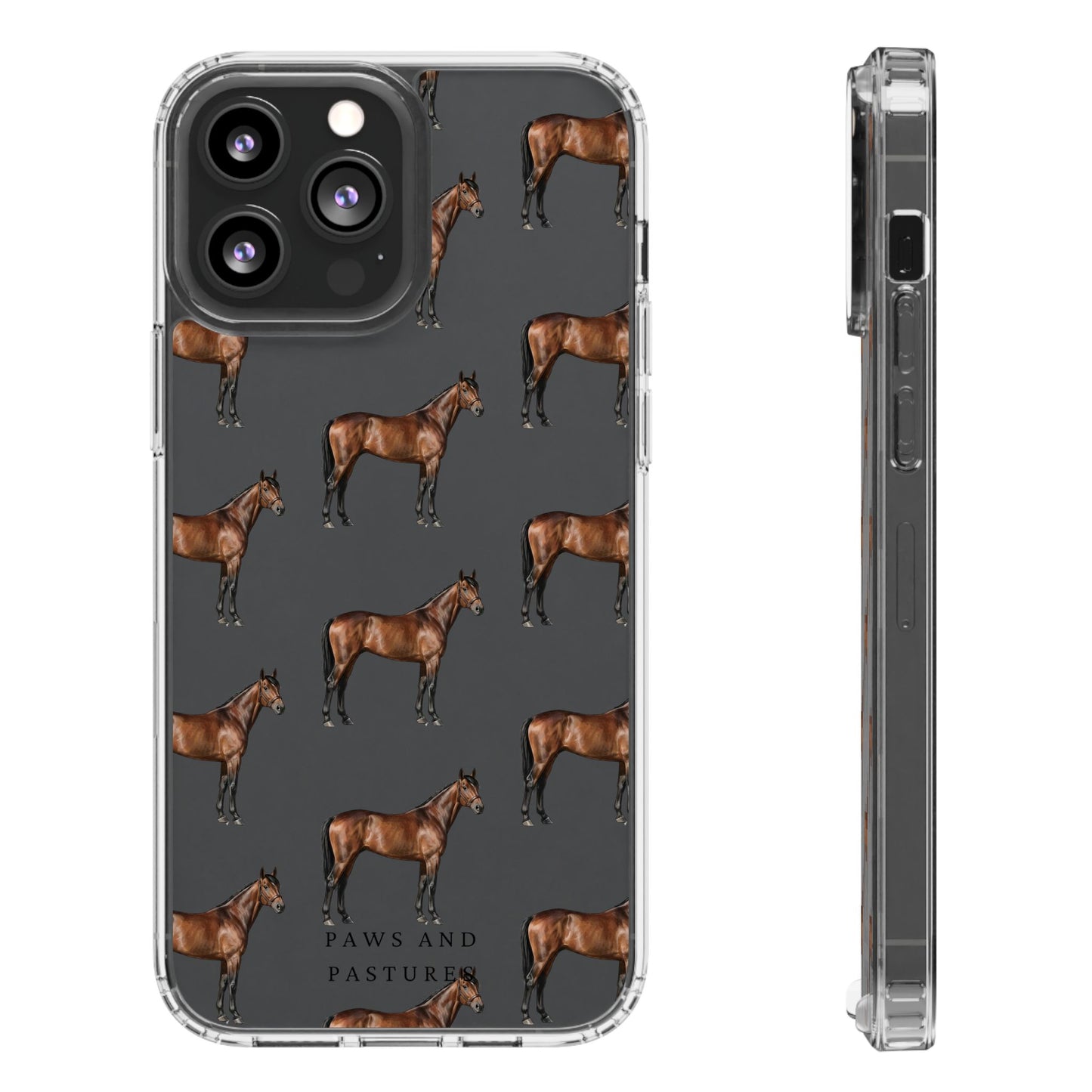 Horse Pattern Clear iPhone Case