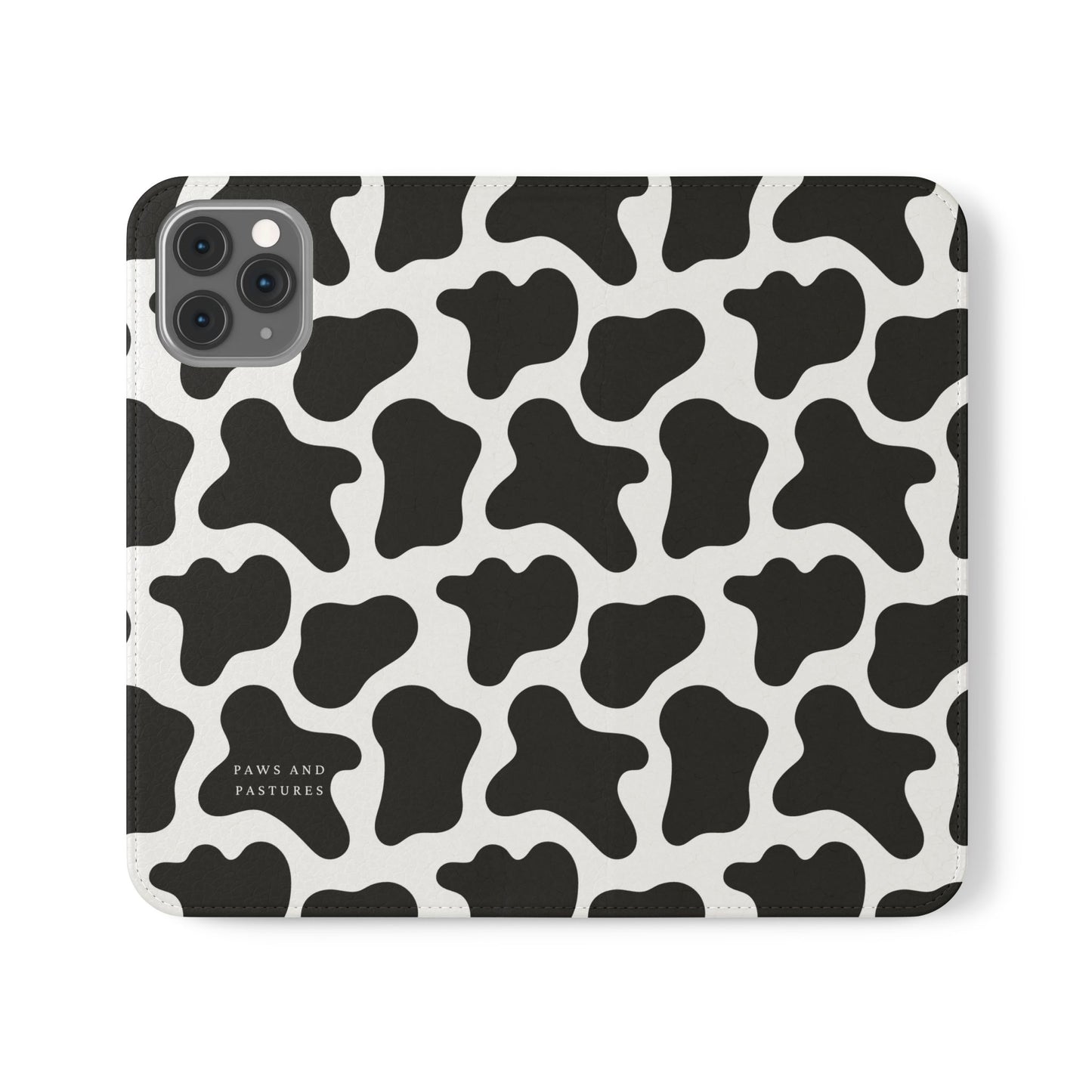 Cow Print Flip Phone Case — Black & White Wallet Flip Case