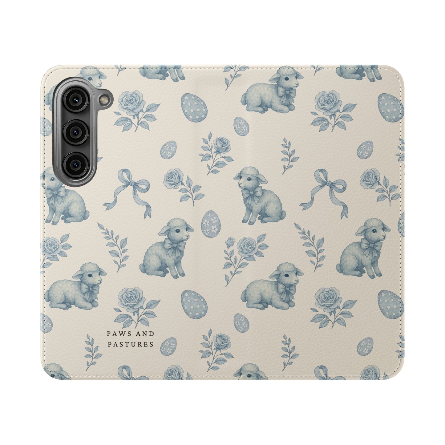 Flip Case — Pastel Blue Easter Lamb Pattern Phone Wallet