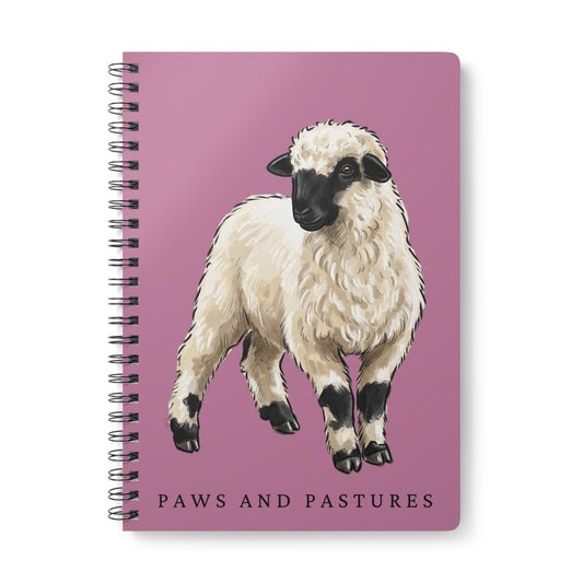 Pink Valais Blacknose Sheep Illustration Notebook — A5