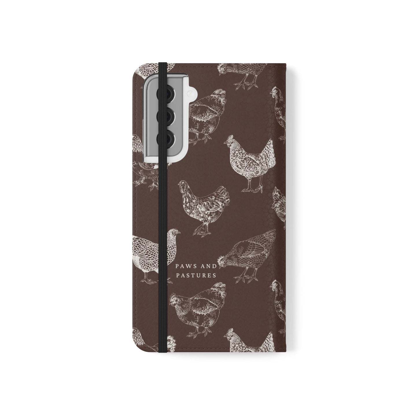 Chicken Pattern Flip Phone Case – Rustic Farmhouse Wallet Cover