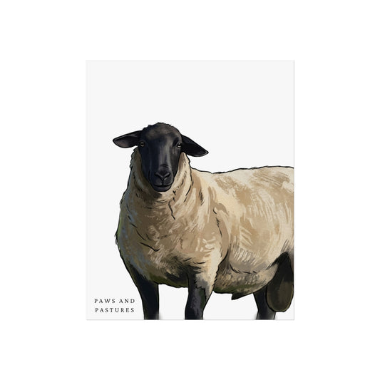 Suffolk Sheep Fine Art Poster — Rustic Farmhouse Wall Art