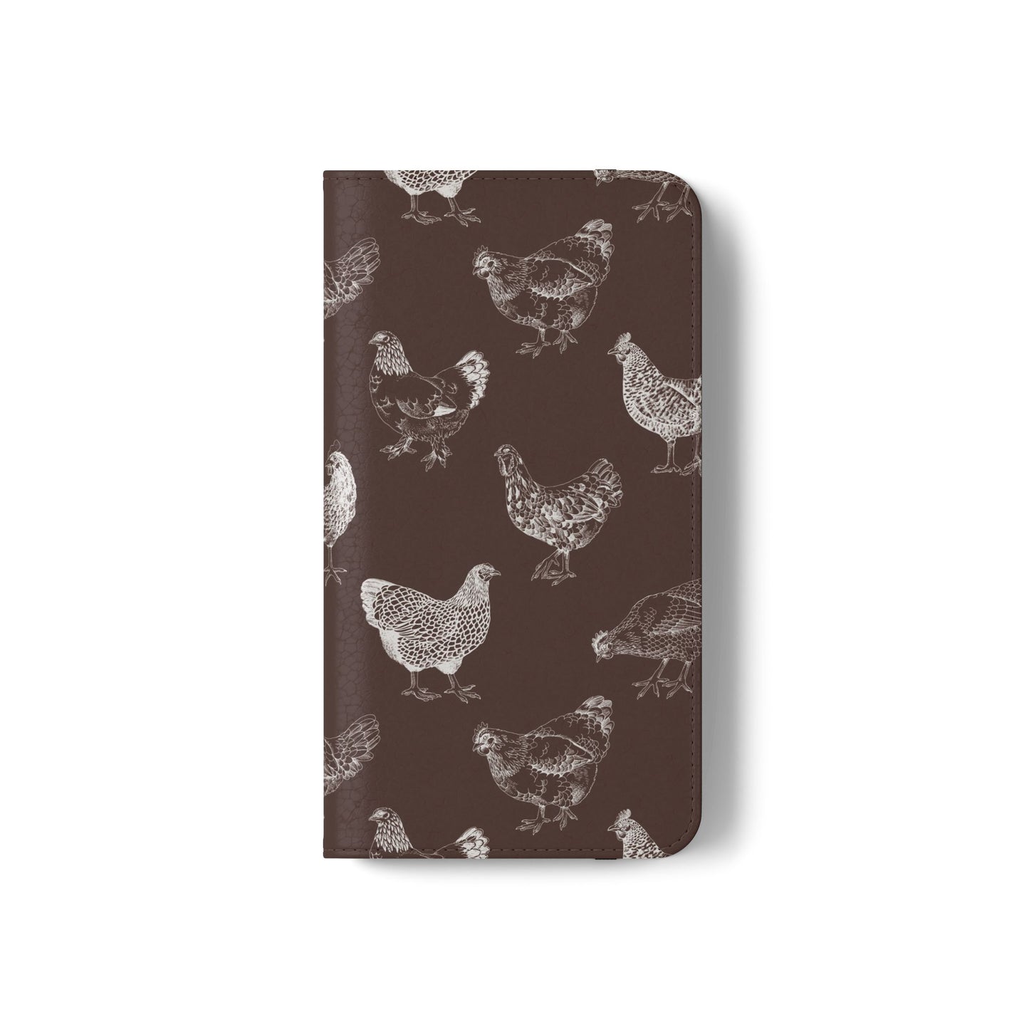 Chicken Pattern Flip Phone Case – Rustic Farmhouse Wallet Cover