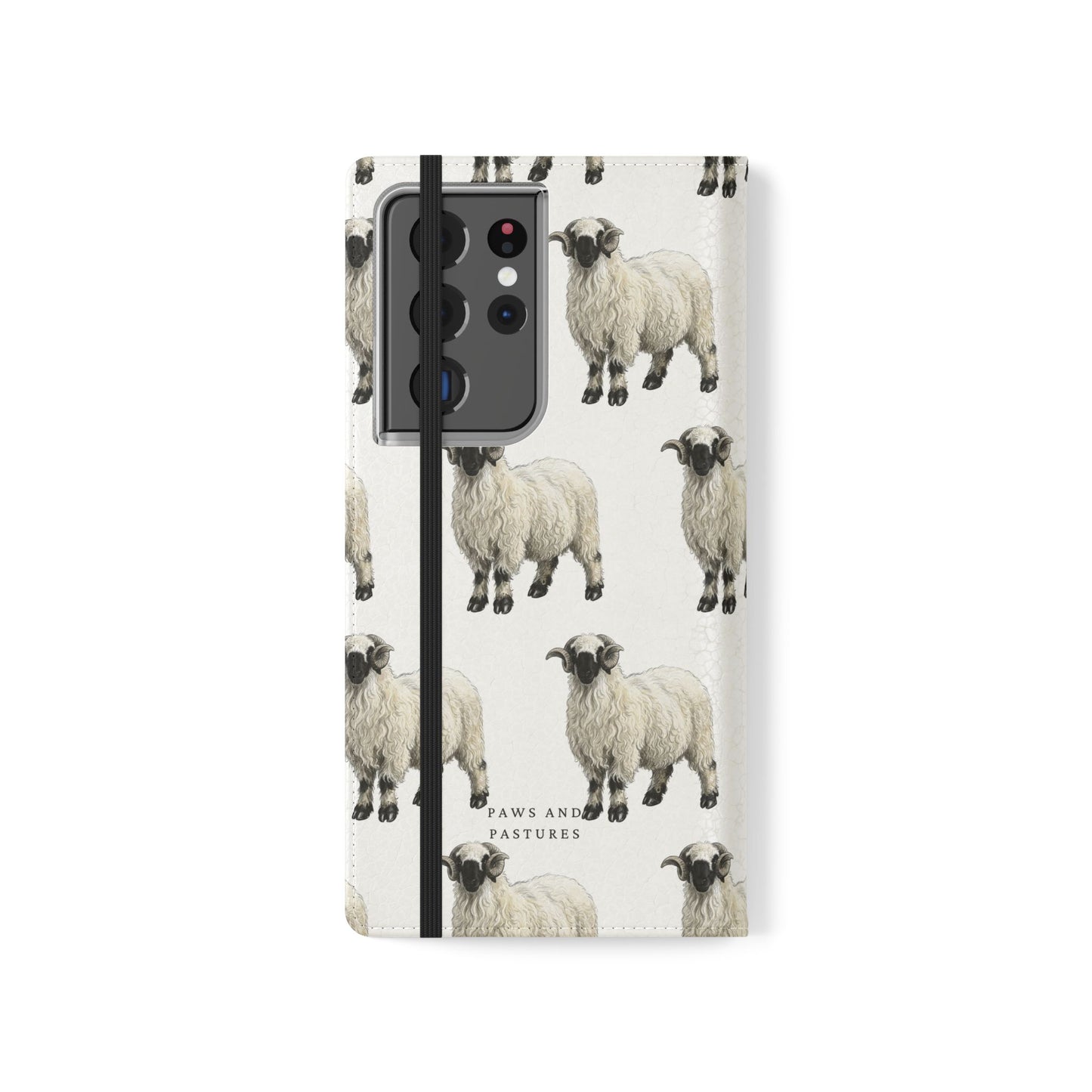 Valais Blacknose Sheep Pattern Flip Phone Case – Cute Farm Animal Wallet Cover
