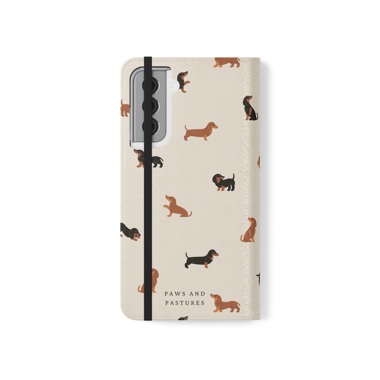 Dachshund Pattern Flip Phone Case — Wallet Folio with Card Slots