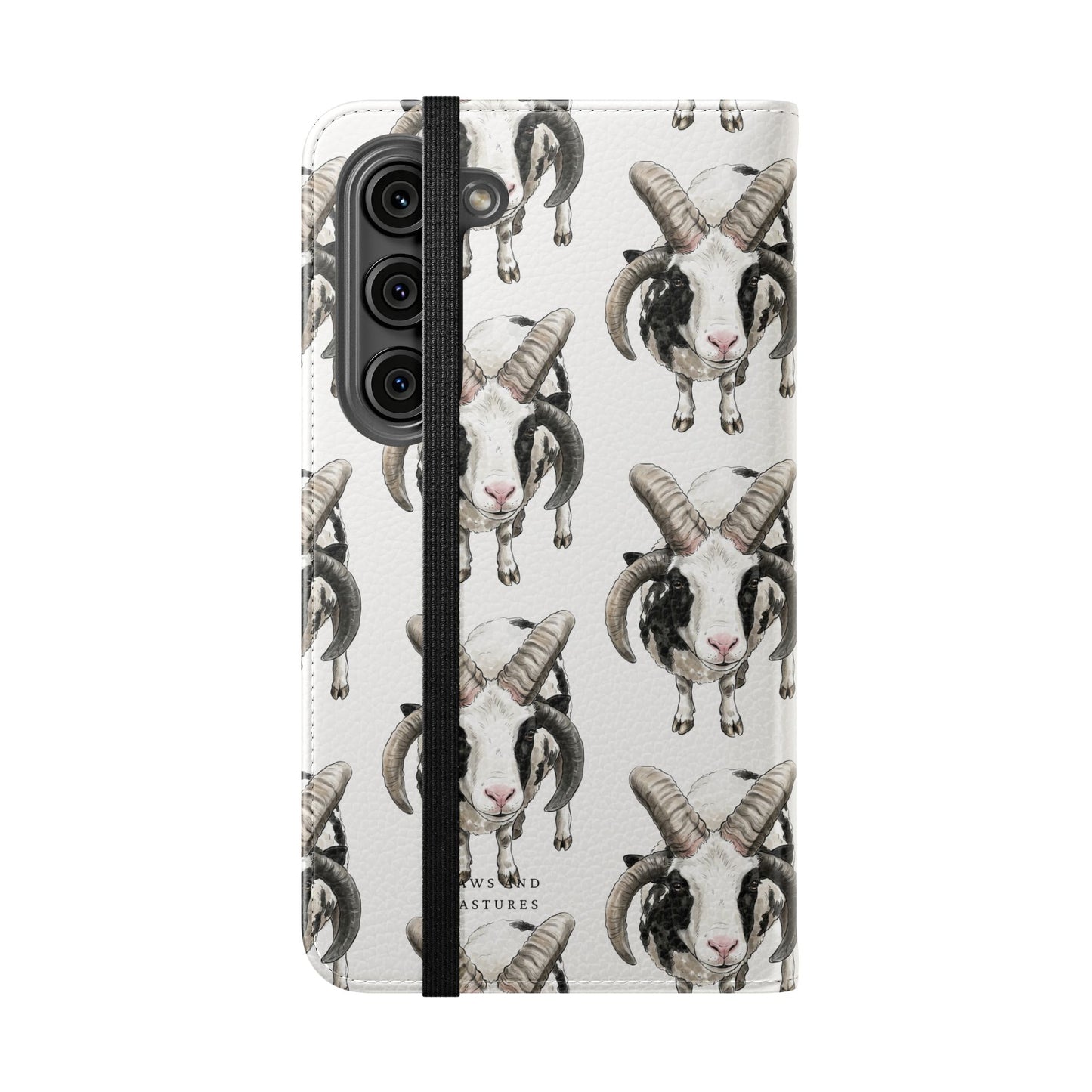 Jacob Sheep Pattern Flip Phone Case — Cute Farm Animal Wallet Cover