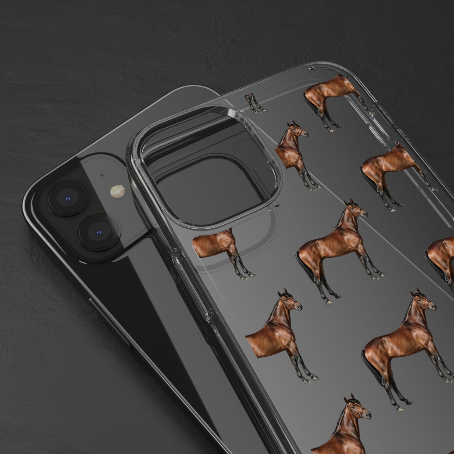 Horse Pattern Clear iPhone Case